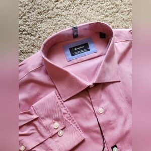 Esquire Men Slim Fit NonIron Dress Long Sleeve Shirt Size 18 x 34/35 100% Cotton